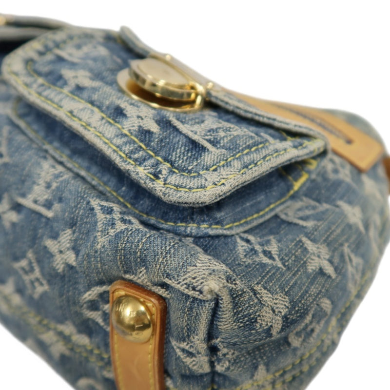 LOUIS VUITTON Monogram Denim Buggy PM Shoulder Handbag  Blue  Gold Hardware