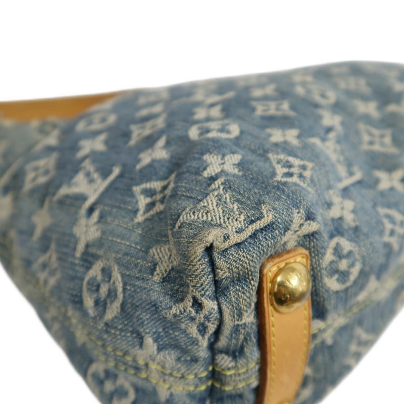 LOUIS VUITTON Monogram Denim Buggy PM Shoulder Handbag  Blue  Gold Hardware