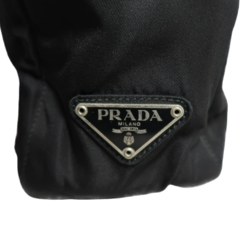 PRADA Nylon Tote Bag Shoulder Bag Black Silver Hardware Guarantee Card