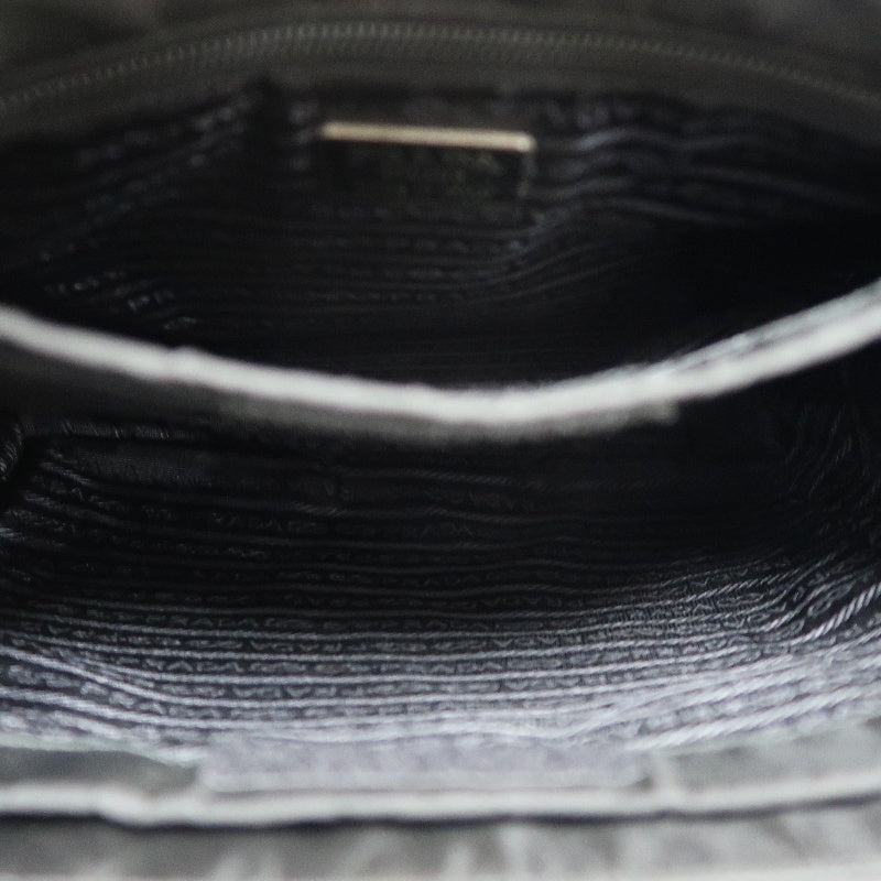 PRADA Nylon Tote Bag Shoulder Bag Black Silver Hardware Guarantee Card