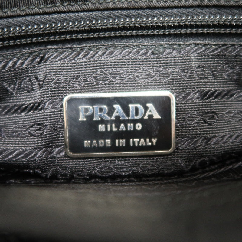 PRADA Nylon Tote Bag Shoulder Bag Black Silver Hardware Guarantee Card