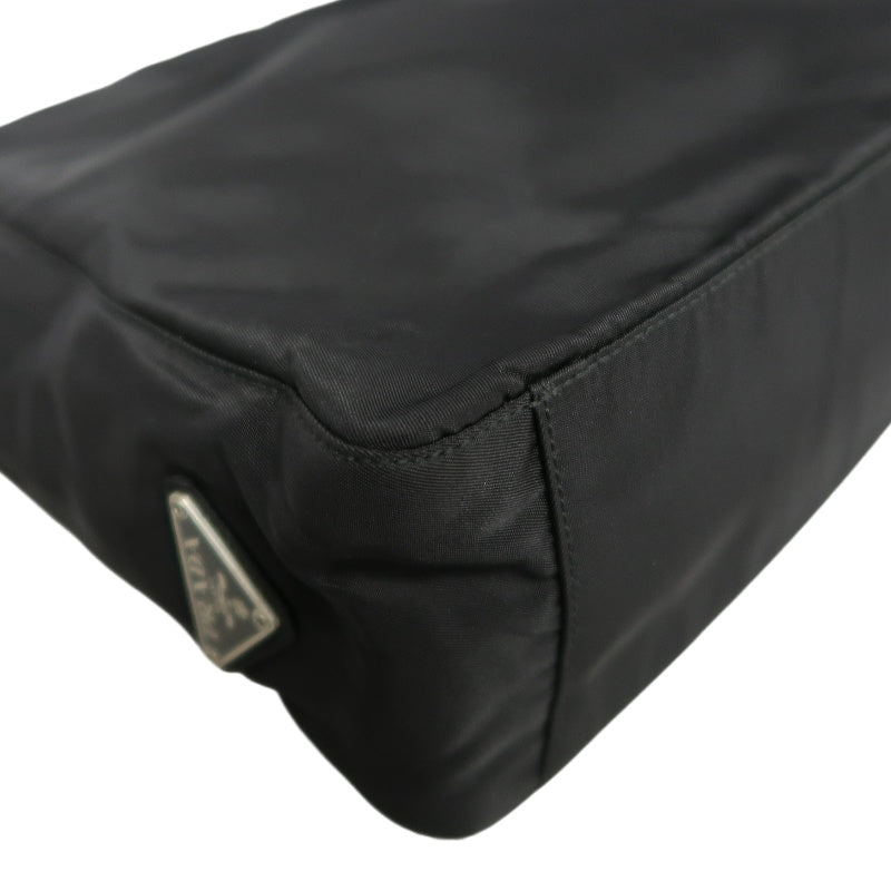 PRADA Nylon Tote Bag Shoulder Bag Black Silver Hardware Guarantee Card