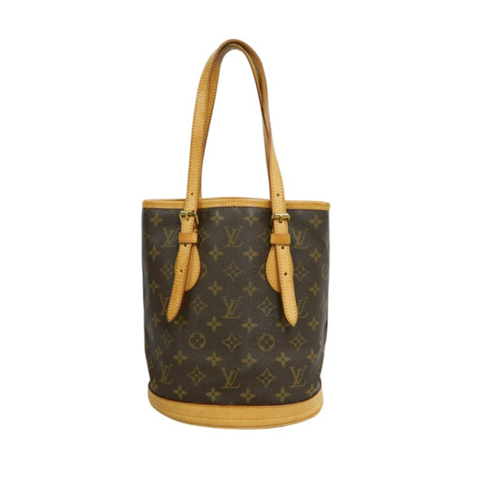LOUIS VUITTON Monogram Bucket PM Totebag 　brown Pouch Gold Hardware