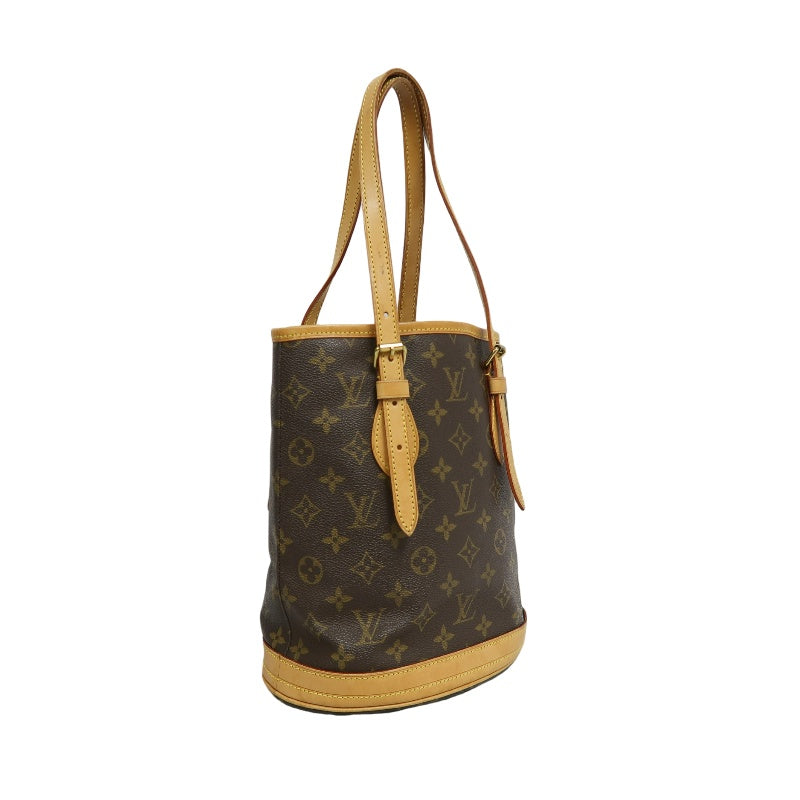 LOUIS VUITTON Monogram Bucket PM Totebag 　brown Pouch Gold Hardware