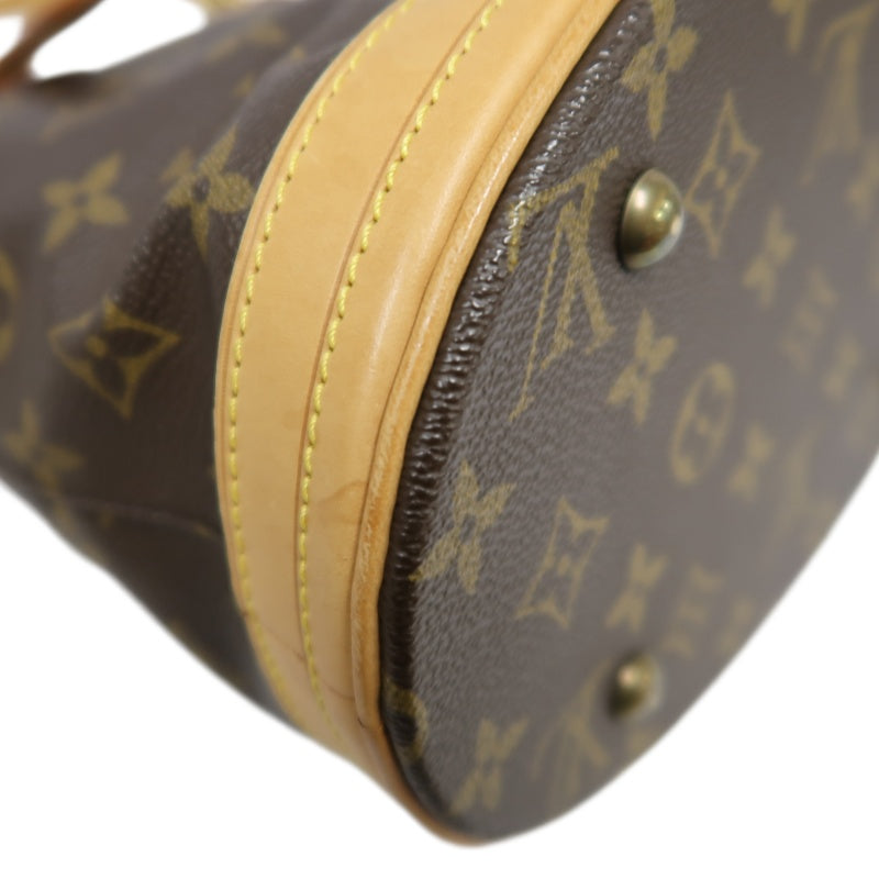 LOUIS VUITTON Monogram Bucket PM Totebag 　brown Pouch Gold Hardware