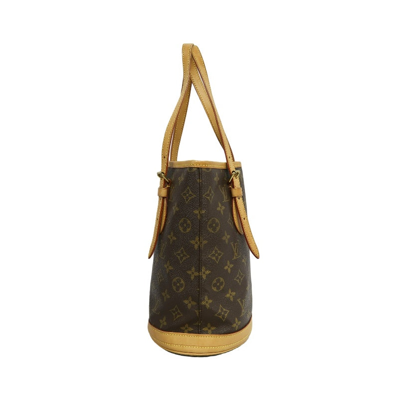 LOUIS VUITTON Monogram Bucket PM Totebag 　brown Pouch Gold Hardware