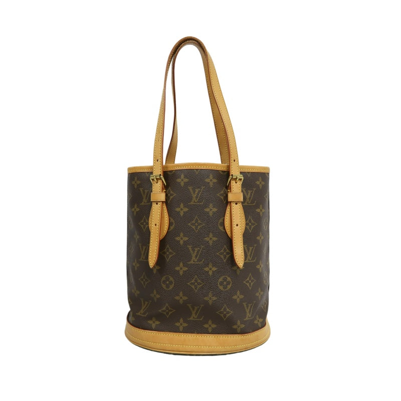 LOUIS VUITTON Monogram Bucket PM Totebag 　brown Pouch Gold Hardware