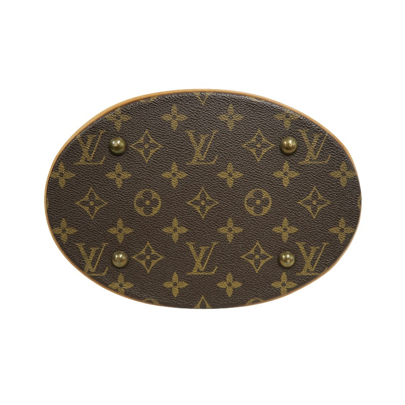 LOUIS VUITTON Monogram Bucket PM Totebag 　brown Pouch Gold Hardware