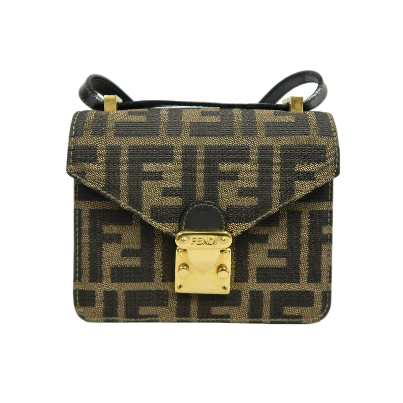 FENDI Zucca CanvaFENDI Zucca Canvas Shoulder Bag  Brown  　Gold Hardwares Shoulder Bag  Brown  　Gold Hardware