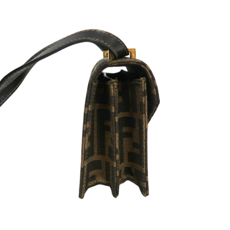 FENDI Zucca CanvaFENDI Zucca Canvas Shoulder Bag  Brown  　Gold Hardwares Shoulder Bag  Brown  　Gold Hardware