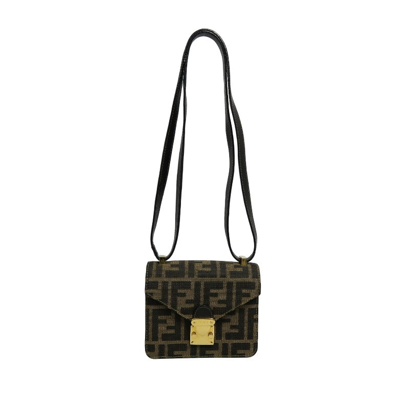 FENDI Zucca CanvaFENDI Zucca Canvas Shoulder Bag  Brown  　Gold Hardwares Shoulder Bag  Brown  　Gold Hardware