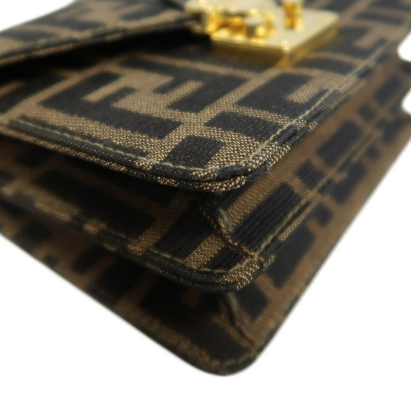 FENDI Zucca CanvaFENDI Zucca Canvas Shoulder Bag  Brown  　Gold Hardwares Shoulder Bag  Brown  　Gold Hardware