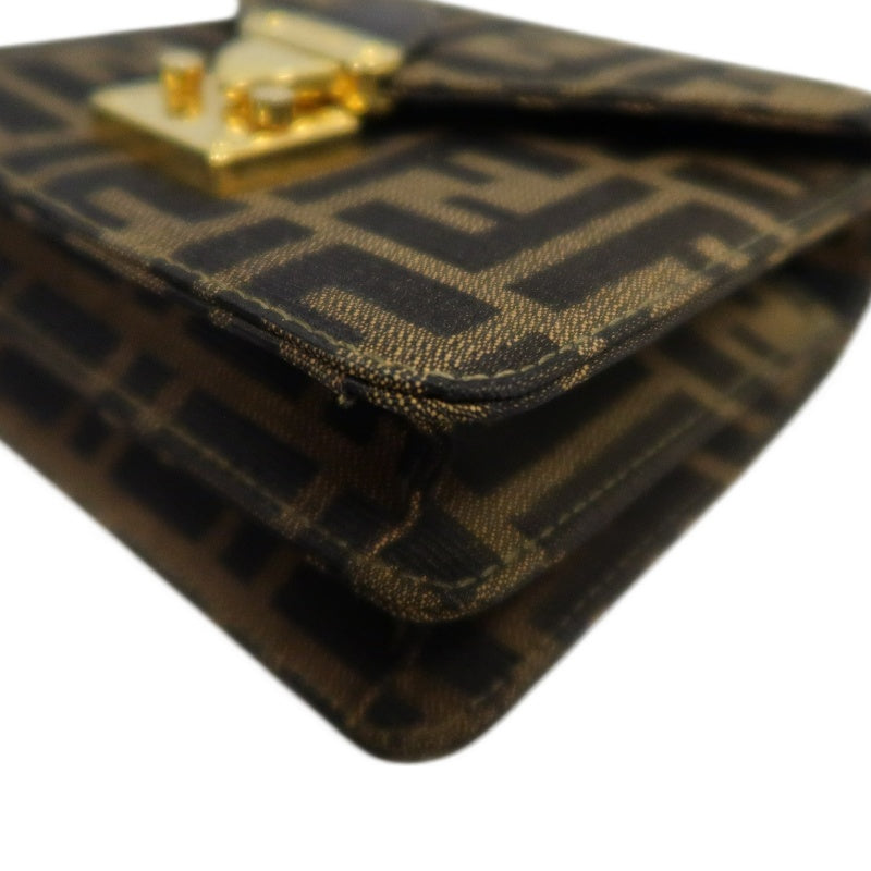 FENDI Zucca CanvaFENDI Zucca Canvas Shoulder Bag  Brown  　Gold Hardwares Shoulder Bag  Brown  　Gold Hardware