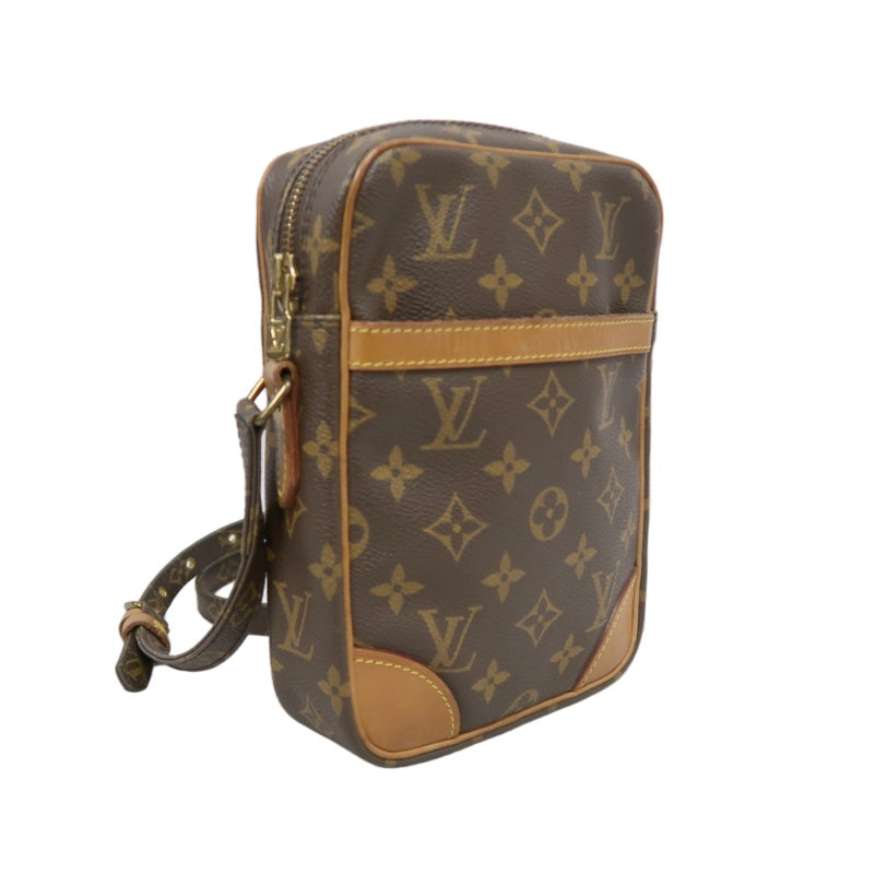 LOUIS VUITTON Monogram Danube Shoulder Bag Brown Gold Hardware