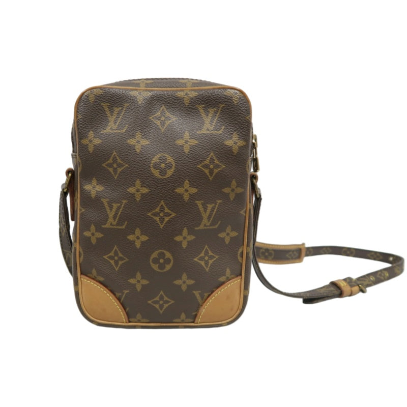 LOUIS VUITTON Monogram Danube Shoulder Bag Brown Gold Hardware