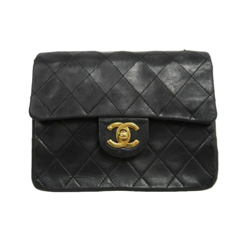 CHANEL Matelasse Quilted lambskin Chain Shoulder Bag 　 Black　 Double C Gold Hardware