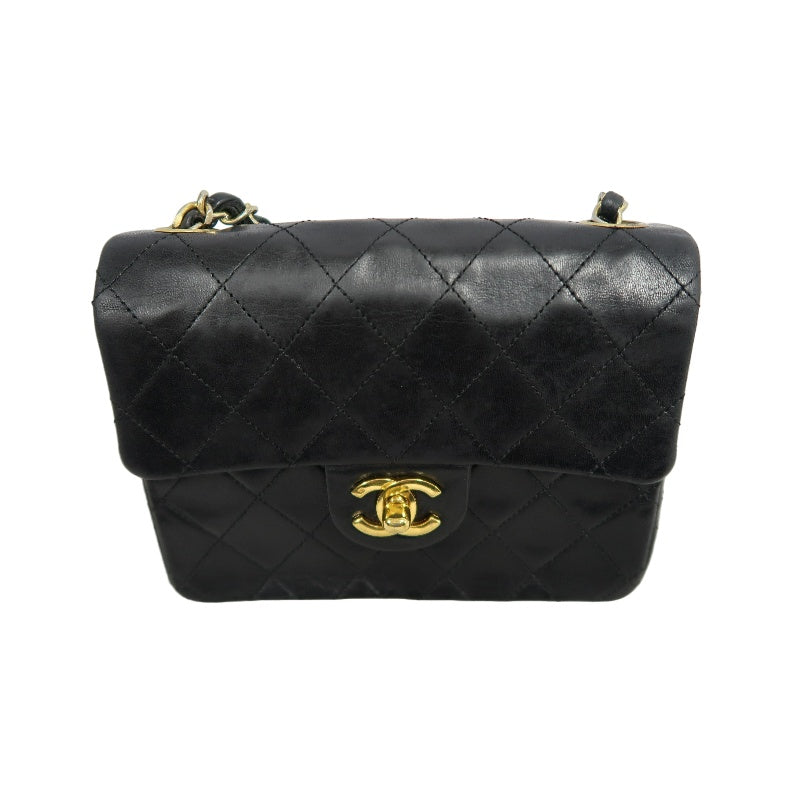 CHANEL Matelasse Quilted lambskin Chain Shoulder Bag 　 Black　 Double C Gold Hardware