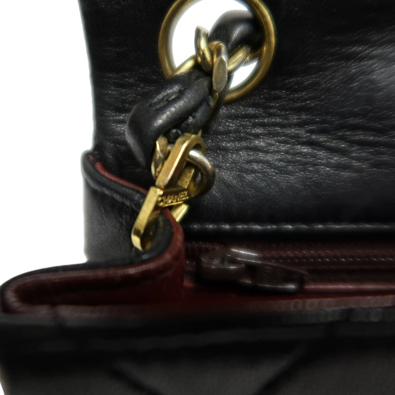 CHANEL Matelasse Quilted lambskin Chain Shoulder Bag 　 Black　 Double C Gold Hardware