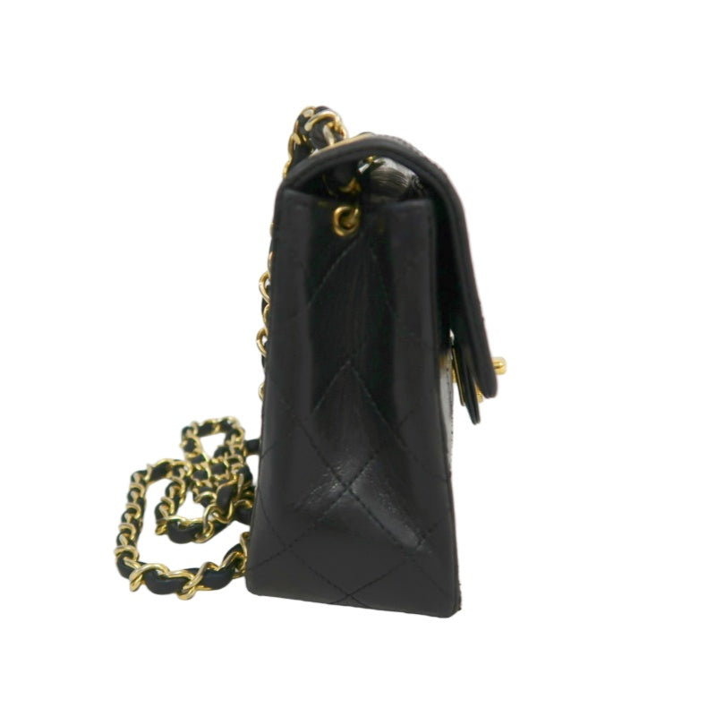CHANEL Matelasse Quilted lambskin Chain Shoulder Bag 　 Black　 Double C Gold Hardware