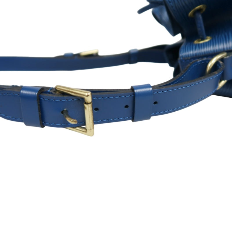 LOUIS VUITTON Epi Leather Petit Noe Bucket Bag BlueDrawstring And Gold Hardware