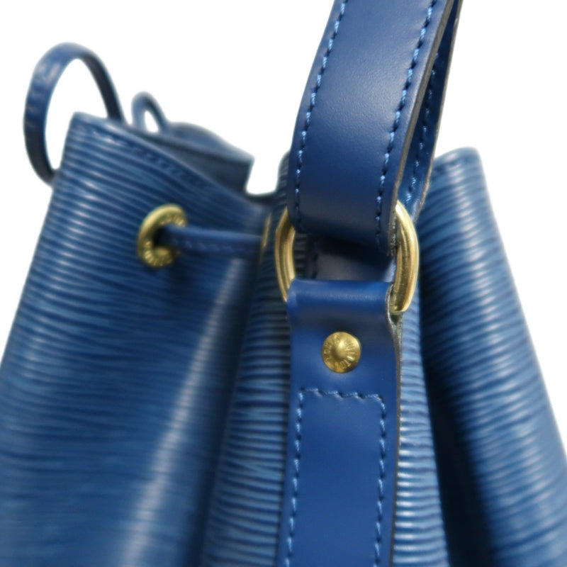 LOUIS VUITTON Epi Leather Petit Noe Bucket Bag BlueDrawstring And Gold Hardware
