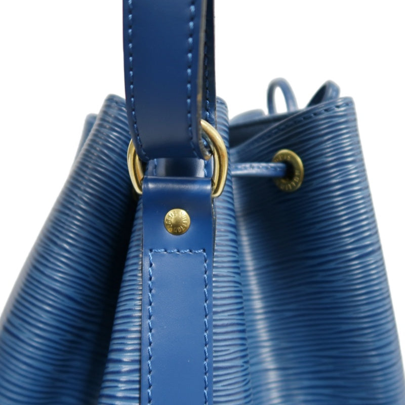 LOUIS VUITTON Epi Leather Petit Noe Bucket Bag BlueDrawstring And Gold Hardware