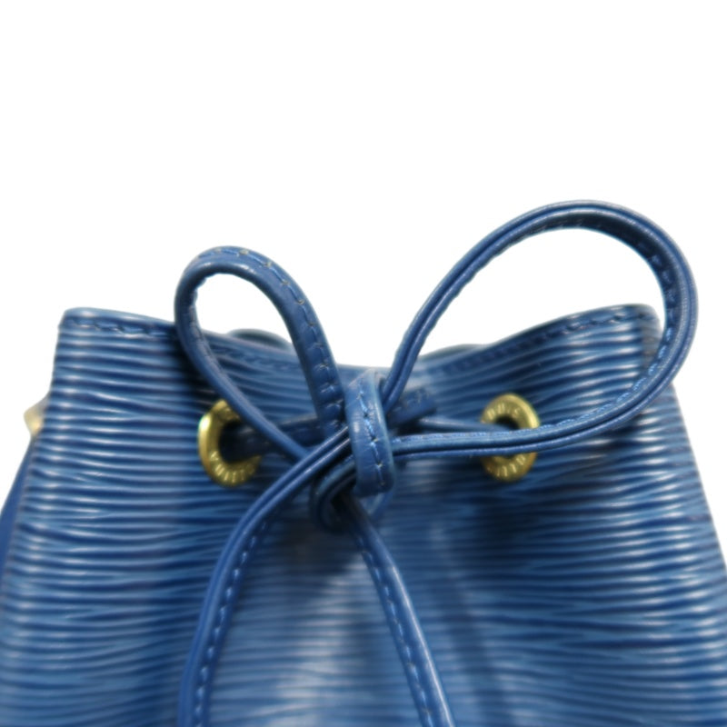 LOUIS VUITTON Epi Leather Petit Noe Bucket Bag BlueDrawstring And Gold Hardware