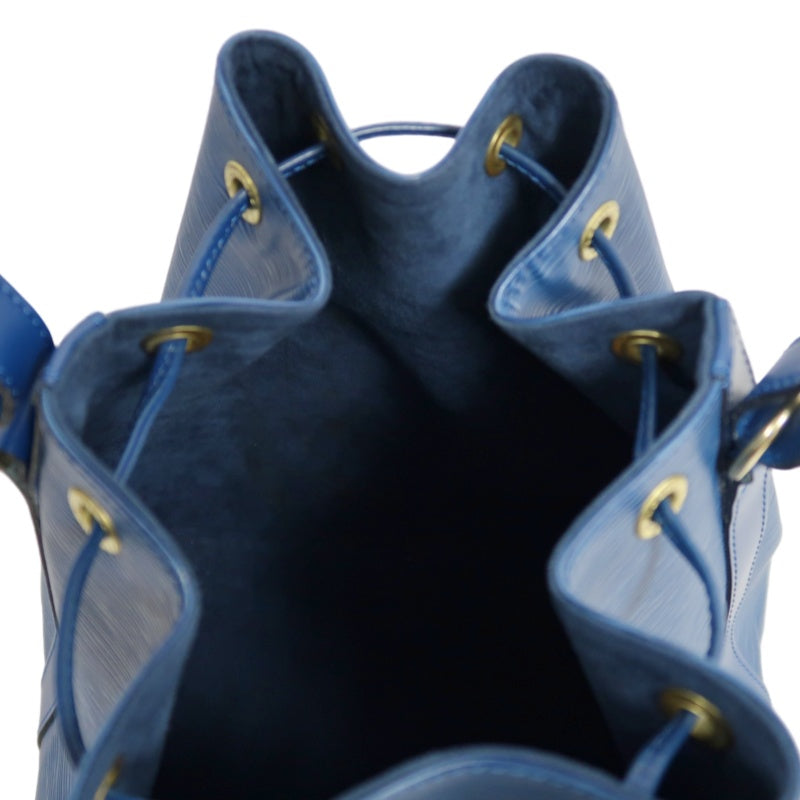 LOUIS VUITTON Epi Leather Petit Noe Bucket Bag BlueDrawstring And Gold Hardware