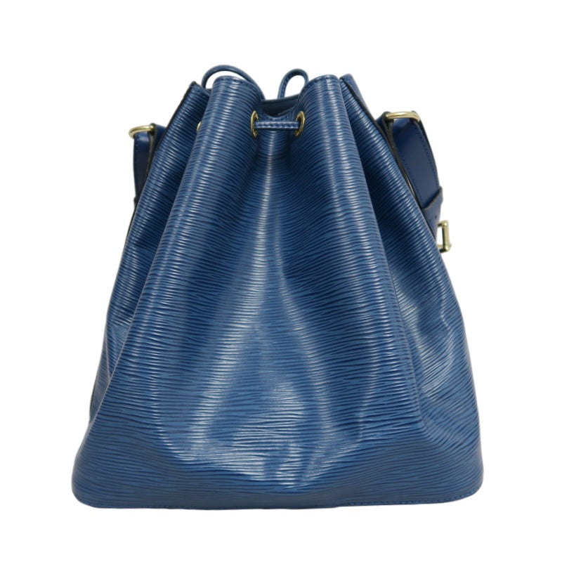 LOUIS VUITTON Epi Leather Petit Noe Bucket Bag BlueDrawstring And Gold Hardware