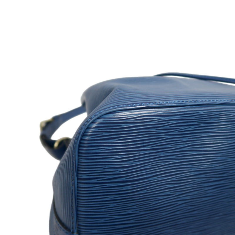 LOUIS VUITTON Epi Leather Petit Noe Bucket Bag BlueDrawstring And Gold Hardware
