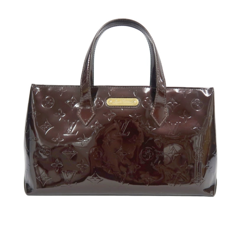 LOUIS VUITTON Vernis Leather Wilshire PM Handbag  Dark Purple Gold Hardware