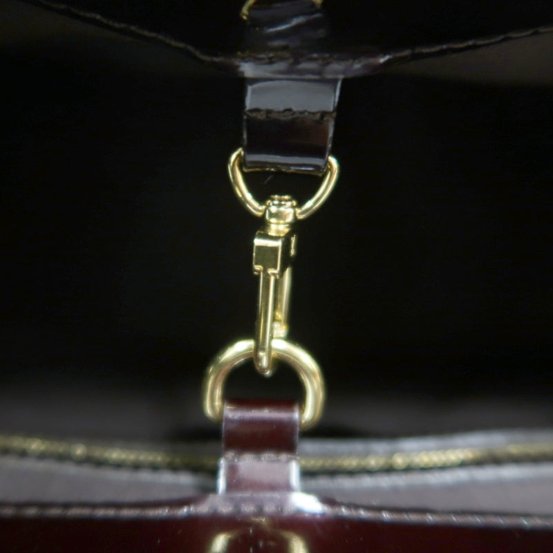 LOUIS VUITTON Vernis Leather Wilshire PM Handbag  Dark Purple Gold Hardware