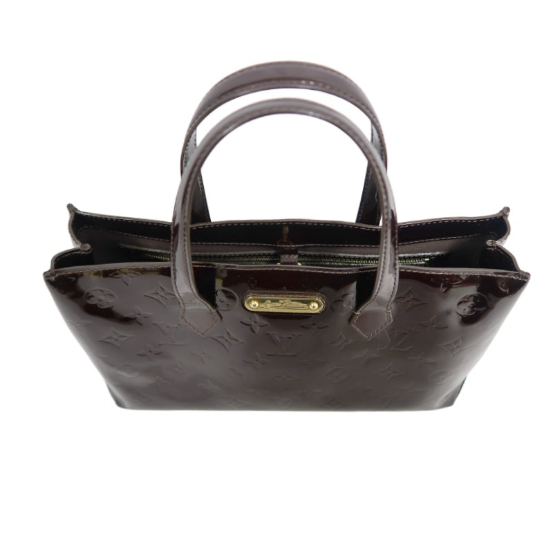LOUIS VUITTON Vernis Leather Wilshire PM Handbag  Dark Purple Gold Hardware