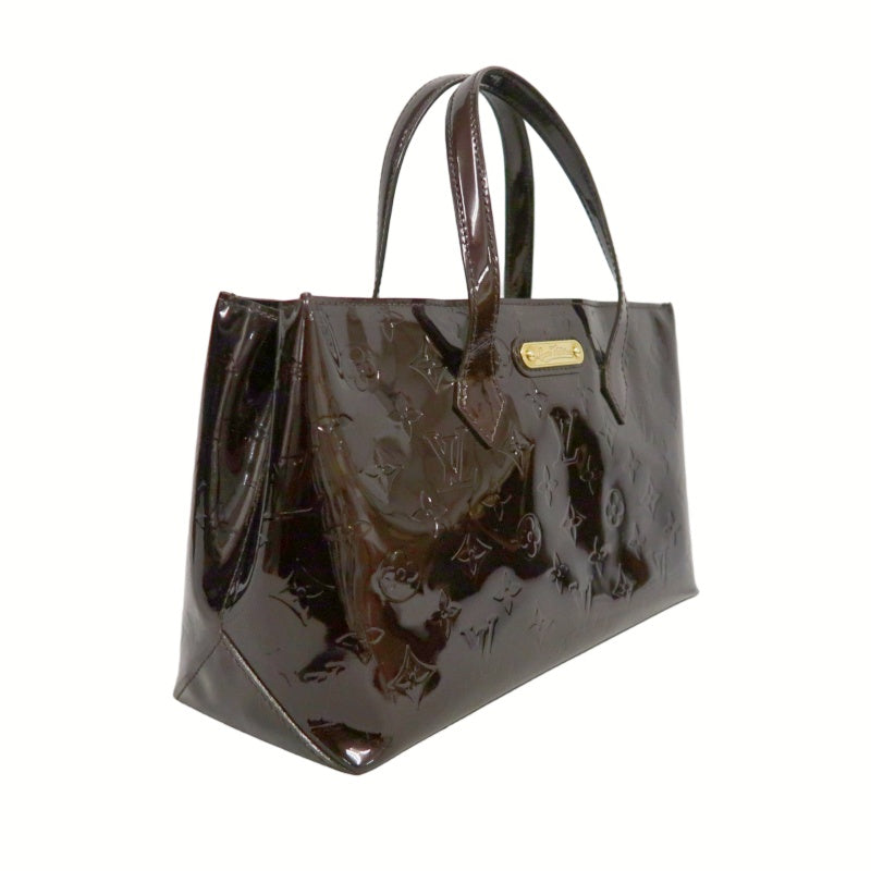 LOUIS VUITTON Vernis Leather Wilshire PM Handbag  Dark Purple Gold Hardware