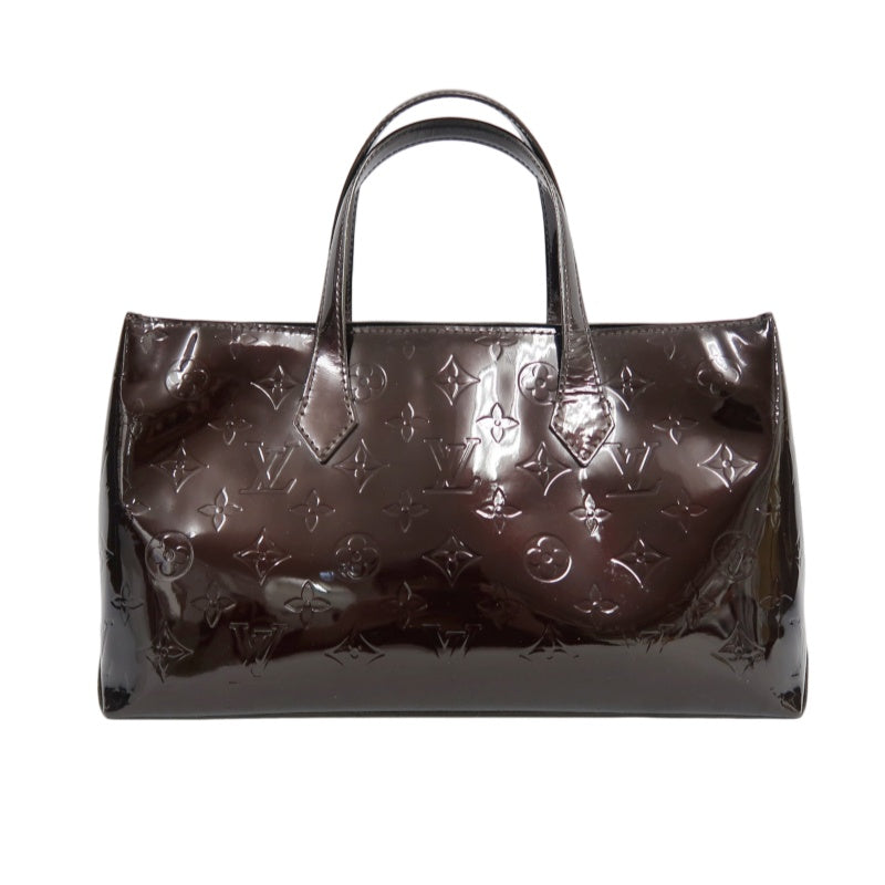 LOUIS VUITTON Vernis Leather Wilshire PM Handbag  Dark Purple Gold Hardware