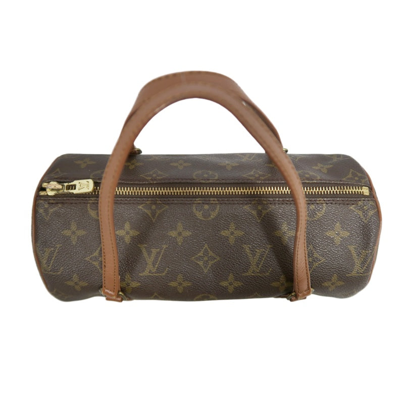 LOUIS VUITTON Monogram Papillon 26 Cylindrical Handbag  Brown Gold Hardware