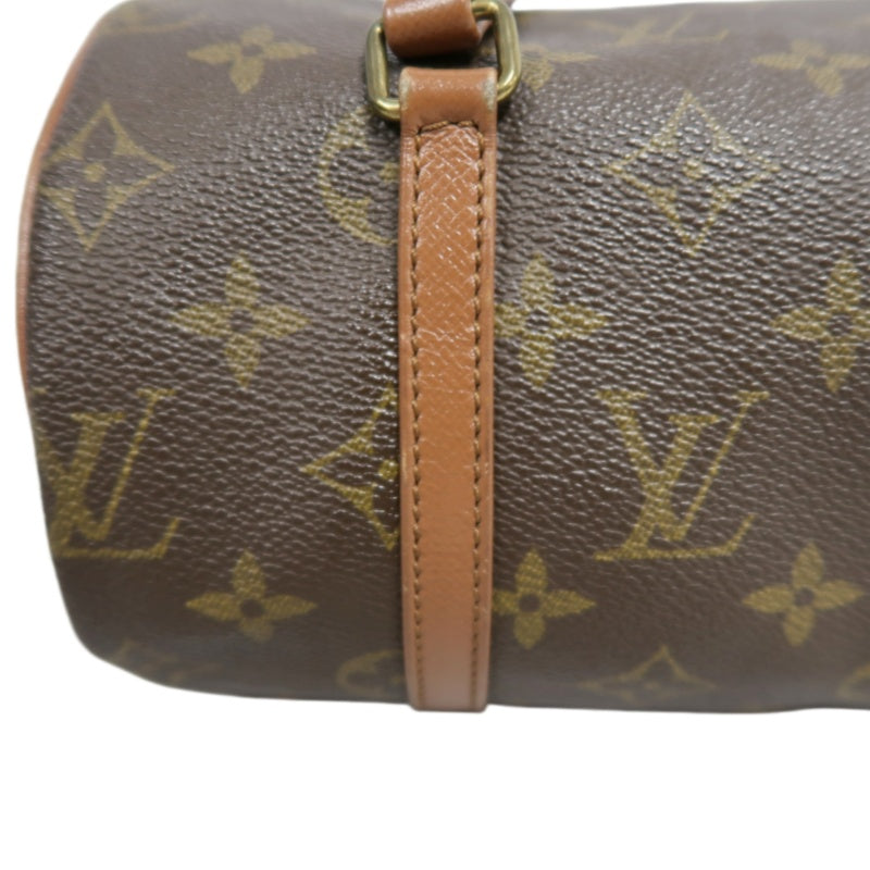 LOUIS VUITTON Monogram Papillon 26 Cylindrical Handbag  Brown Gold Hardware