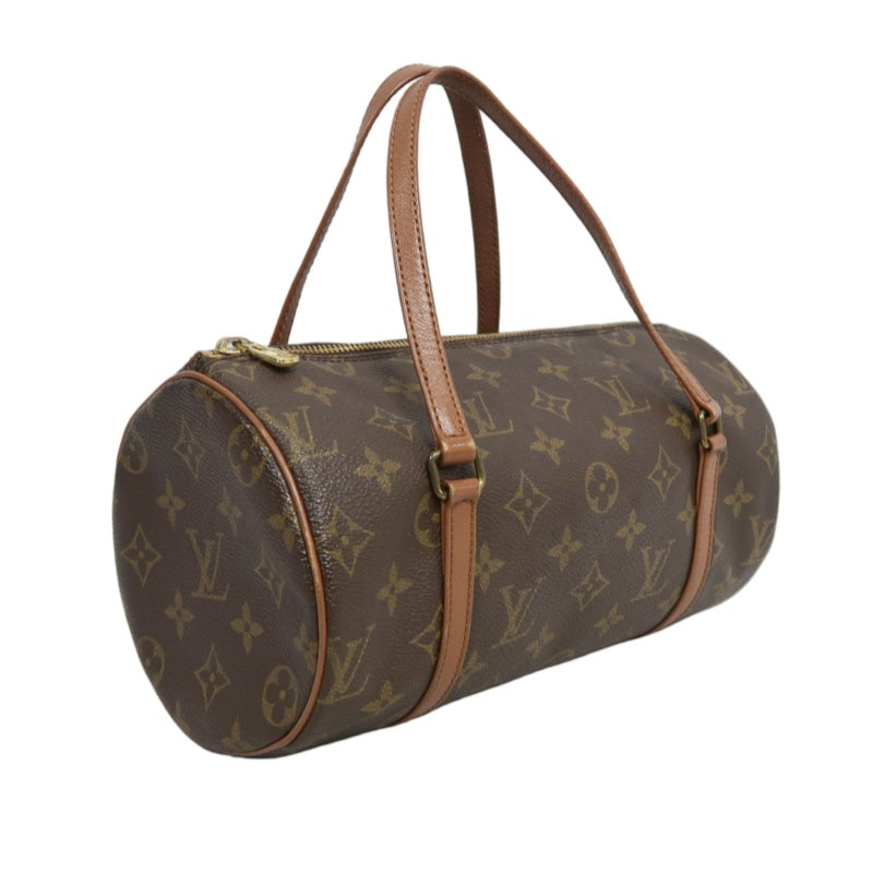 LOUIS VUITTON Monogram Papillon 26 Cylindrical Handbag  Brown Gold Hardware