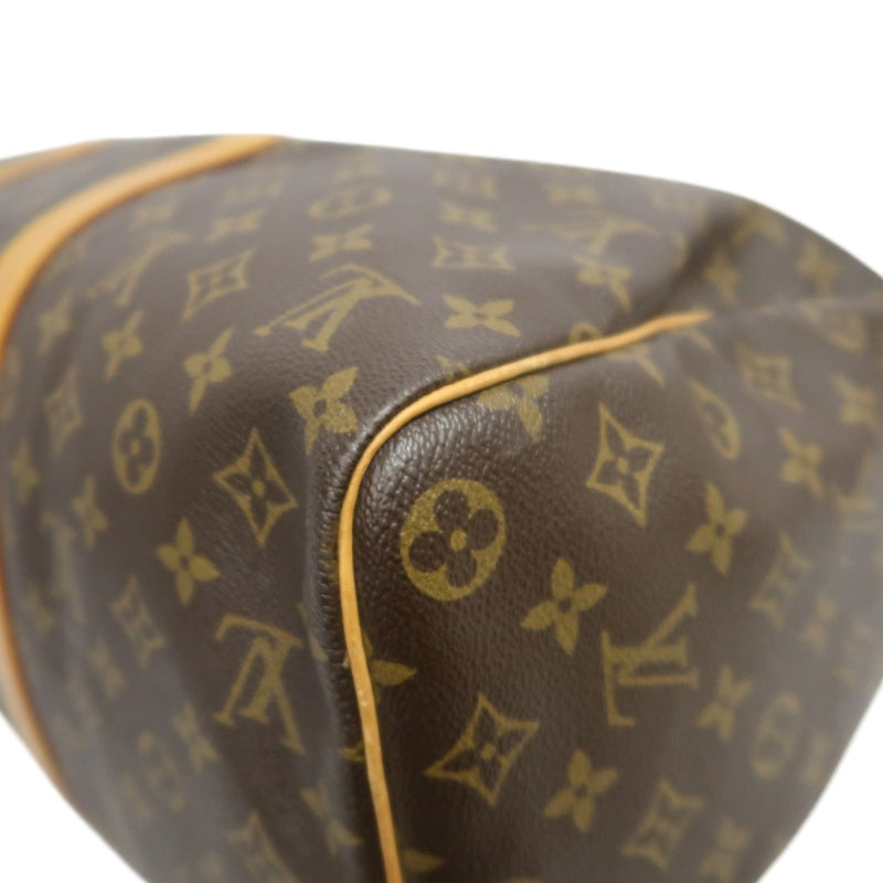 LOUIS VUITTON Monogram Canvas Leather Keepall 45 Travel Bag In Brown With Gold Hardware Including Padlock (No Key), Name Tag And Dust Bag