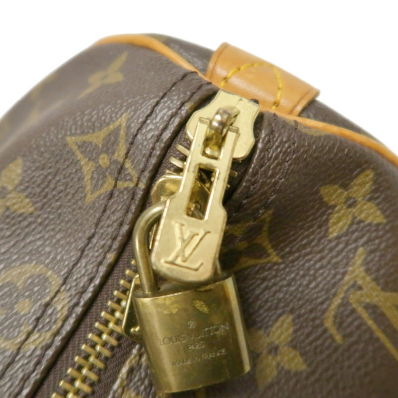 LOUIS VUITTON Monogram Canvas Leather Keepall 45 Travel Bag In Brown With Gold Hardware Including Padlock (No Key), Name Tag And Dust Bag