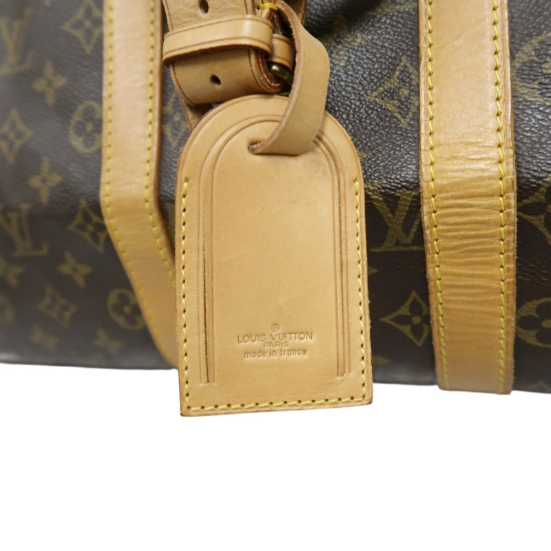 LOUIS VUITTON Monogram Canvas Leather Keepall 45 Travel Bag In Brown With Gold Hardware Including Padlock (No Key), Name Tag And Dust Bag