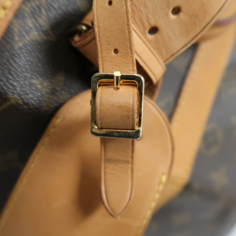 LOUIS VUITTON Monogram Canvas Leather Keepall 45 Travel Bag In Brown With Gold Hardware Including Padlock (No Key), Name Tag And Dust Bag