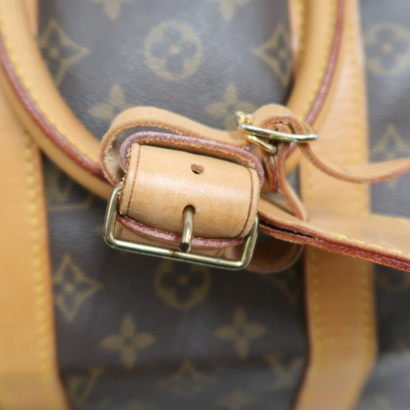 LOUIS VUITTON Monogram Canvas Leather Keepall 45 Travel Bag In Brown With Gold Hardware Including Padlock (No Key), Name Tag And Dust Bag