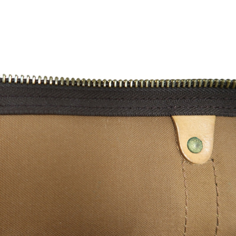 LOUIS VUITTON Monogram Canvas Leather Keepall 45 Travel Bag In Brown With Gold Hardware Including Padlock (No Key), Name Tag And Dust Bag