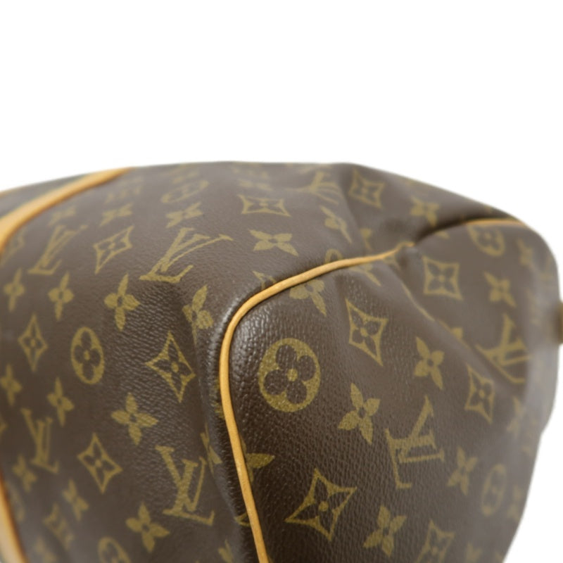 LOUIS VUITTON Monogram Canvas Leather Keepall 45 Travel Bag In Brown With Gold Hardware Including Padlock (No Key), Name Tag And Dust Bag