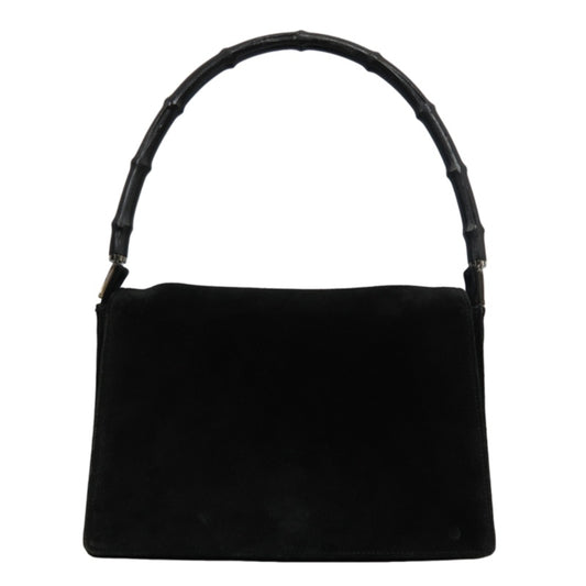 GUCCI Bamboo Suede Handbag Black