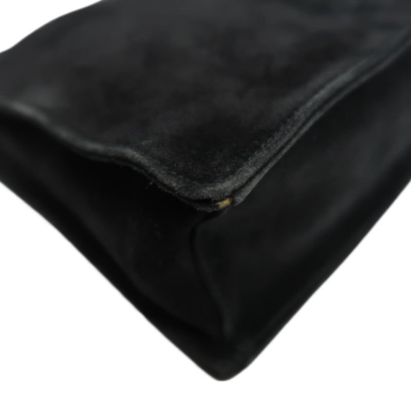 GUCCI Bamboo Suede Handbag Black