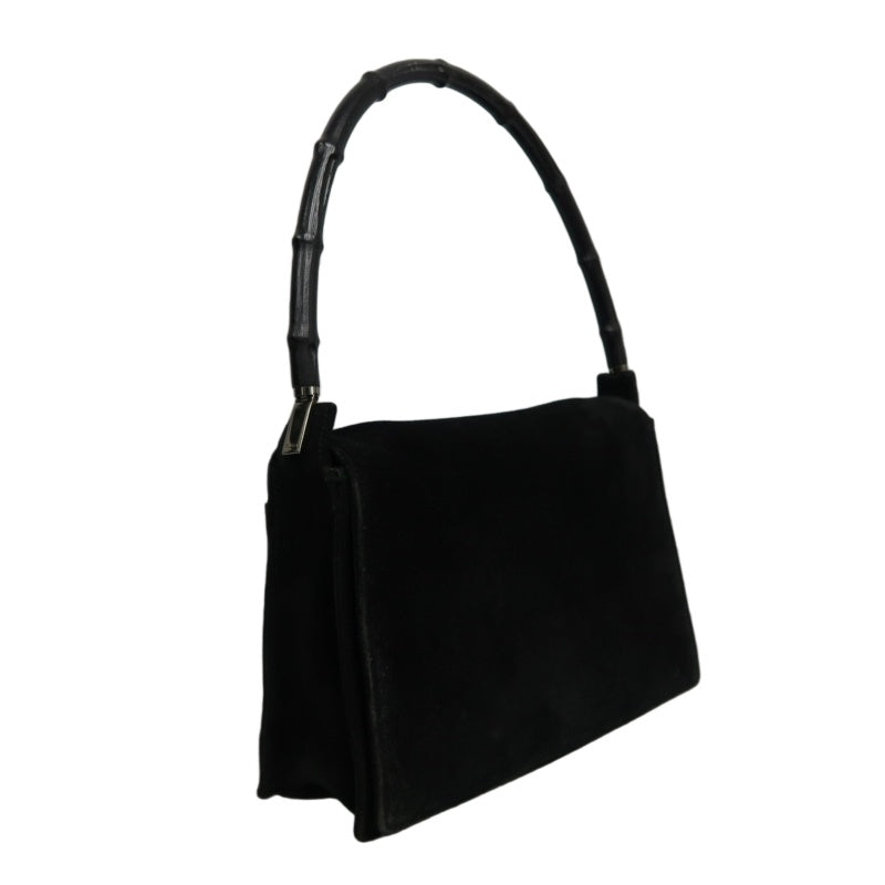 GUCCI Bamboo Suede Handbag Black