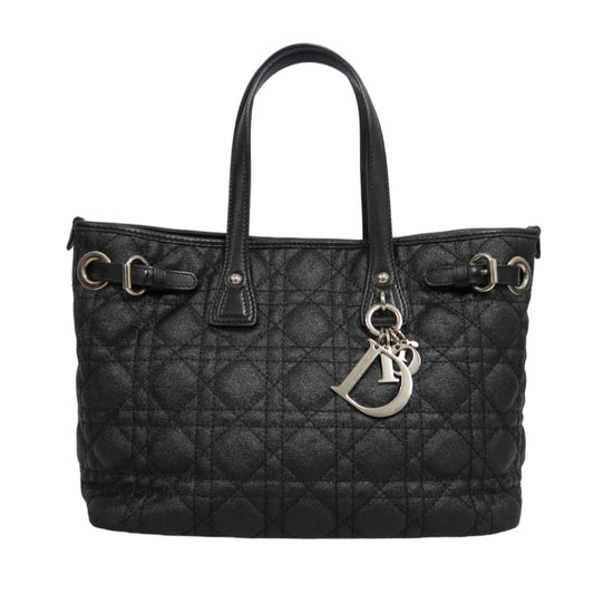 DIOR Panarea Mini Quilted Canvas Tote Bag leather Black Silver Hardware