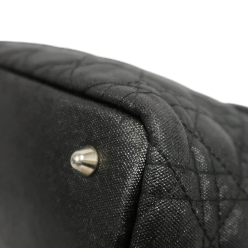DIOR Panarea Mini Quilted Canvas Tote Bag leather Black Silver Hardware